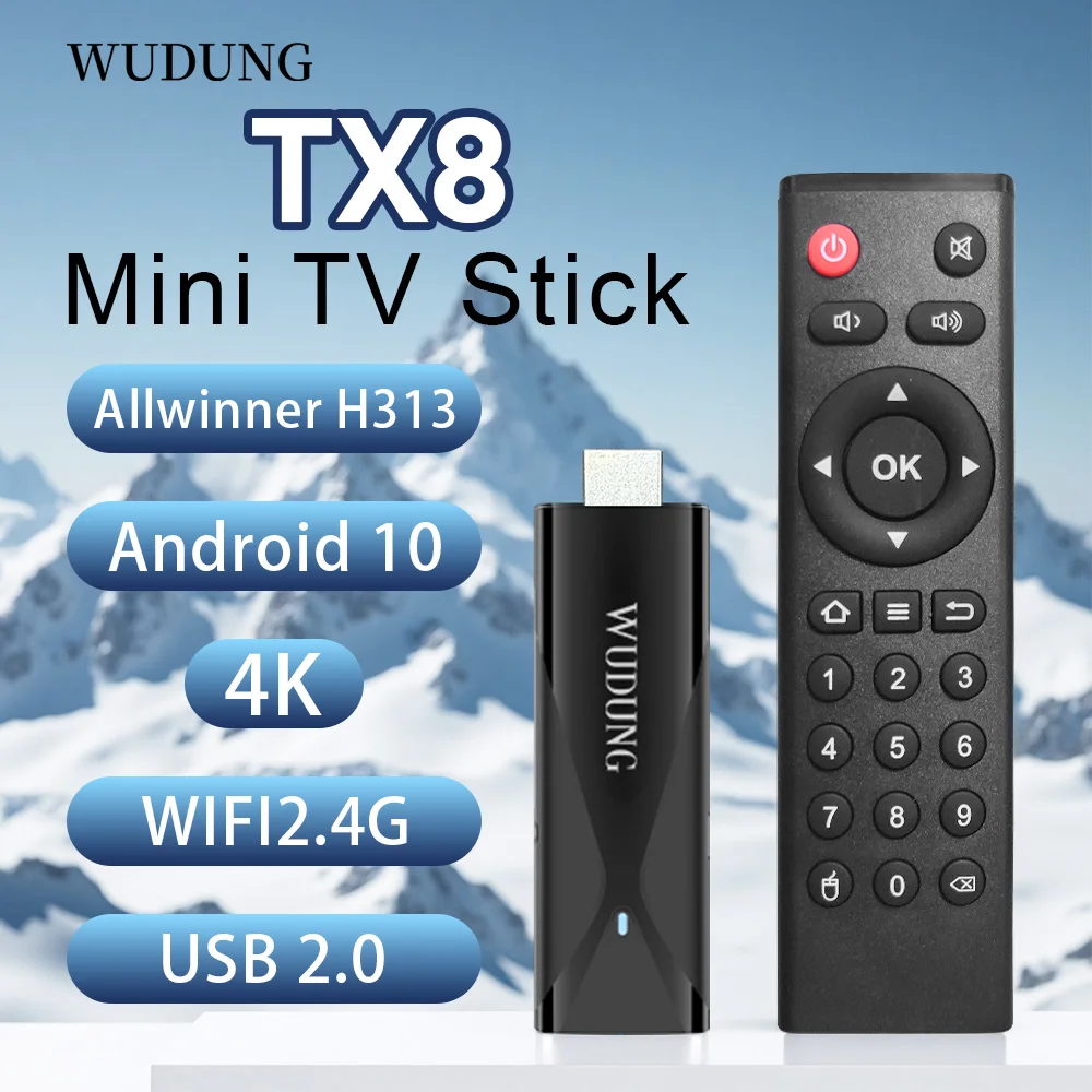 Медиаплеер Wudung Mini TX8 TV Stick на Android 10, Allwinner H313, 2 ГБ ОЗУ, 16 ГБ ПЗУ, Bluetooth, поддержка AVI, двухдиапазонный Wi-Fi 2.4G/5G, 4K 1080P HD, ТВ-донгл
Медиаплеер Wudung Mini TX8 TV Stick на Android 10, Allwinner H313, 2 ГБ ОЗУ, 16 ГБ ПЗУ, Bluetooth, поддержка AVI, двухдиапазонный Wi-Fi 2.4G/5G, 4K 1080P HD, ТВ-донгл