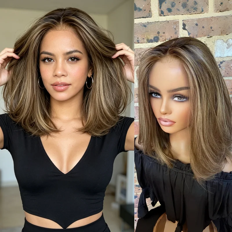 Caramel Ash Brown Highlight Bob Wigs 13x4 Synthetic Lace Front Wigs for Women Short Natural Straight Hair for Summer Easy Wear
Caramel Ash Brown Highlight Bob Wigs 13x4 Synthetic Lace Front Wigs for Women Short Natural Straight Hair for Summer Easy Wear