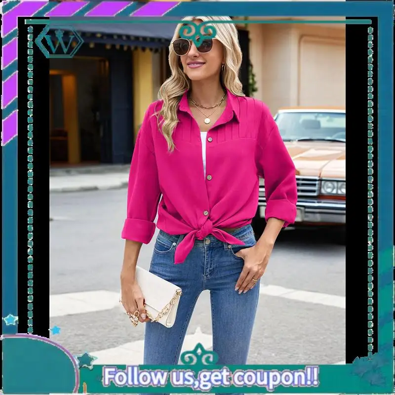 A09P Womens Long Sleeve Button Down Shirts Oversized Collared Drop Shoulder Work Tops Textured Loose Blouse
A09P Womens Long Sleeve Button Down Shirts Oversized Collared Drop Shoulder Work Tops Textured Loose Blouse