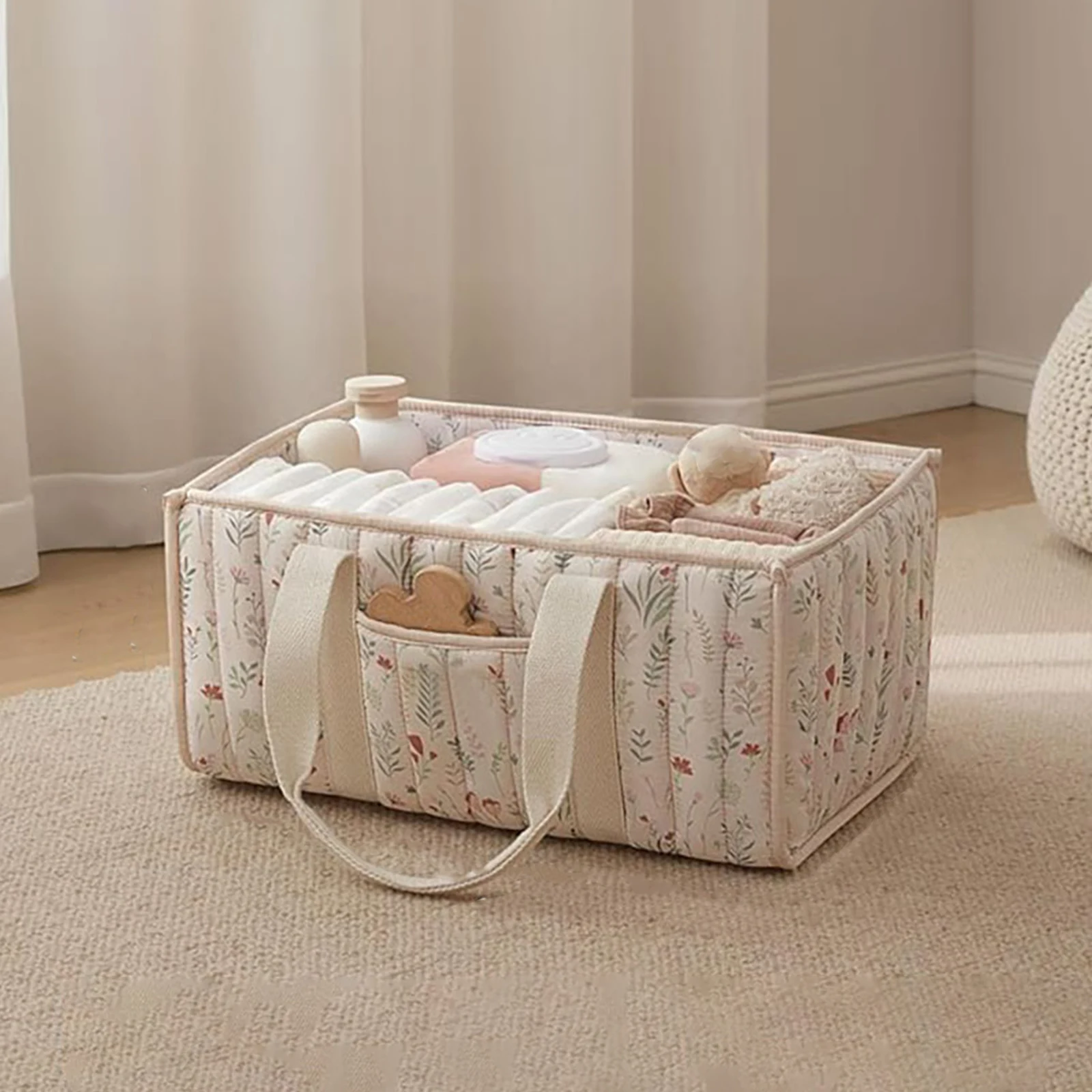 Floral Diaper Caddy Organizer Stylish Baby Shower Gifts Basket Bag for Newborn Girl Baby Bag Essentials
Floral Diaper Caddy Organizer Stylish Baby Shower Gifts Basket Bag for Newborn Girl Baby Bag Essentials