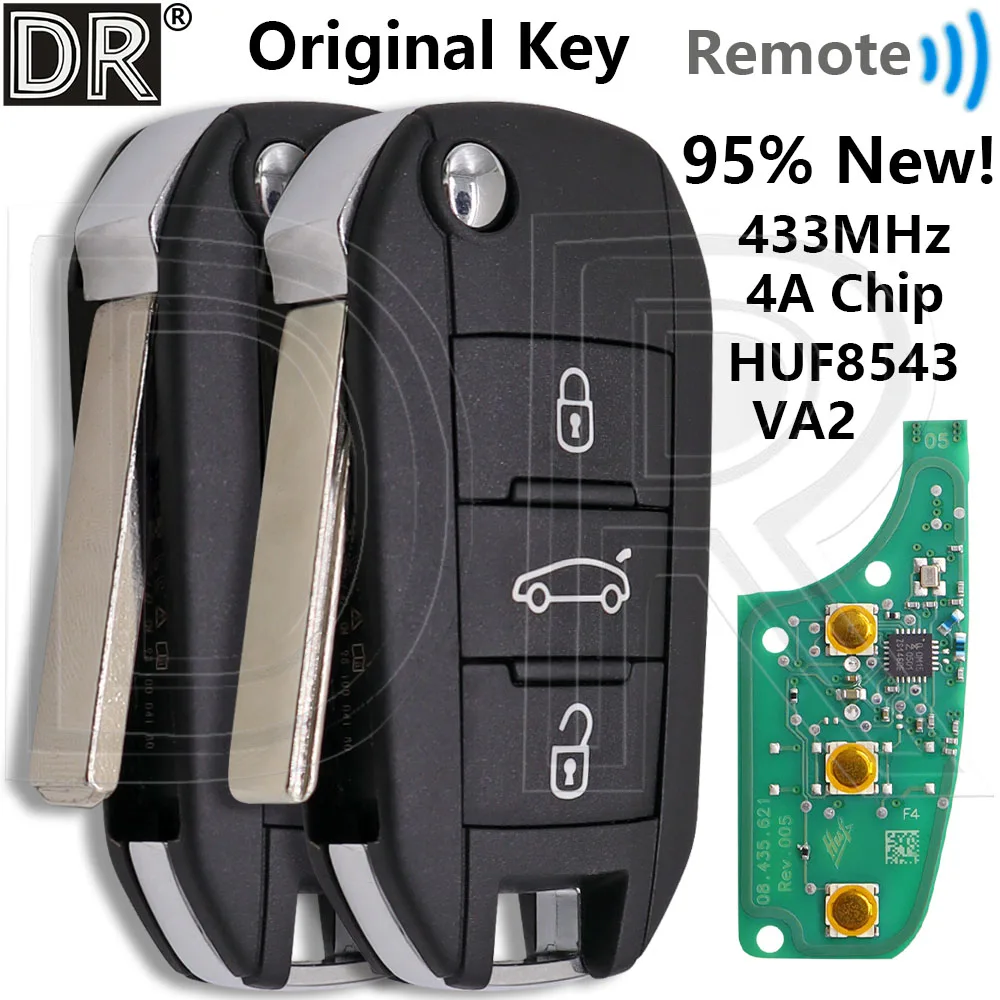 Great 4A Chip HUF8543 433MHz Original HU83/VA2 Flip Car Remote Control Smart Key For Peugeot 308 508 2008 3008 5008
Great 4A Chip HUF8543 433MHz Original HU83/VA2 Flip Car Remote Control Smart Key For Peugeot 308 508 2008 3008 5008