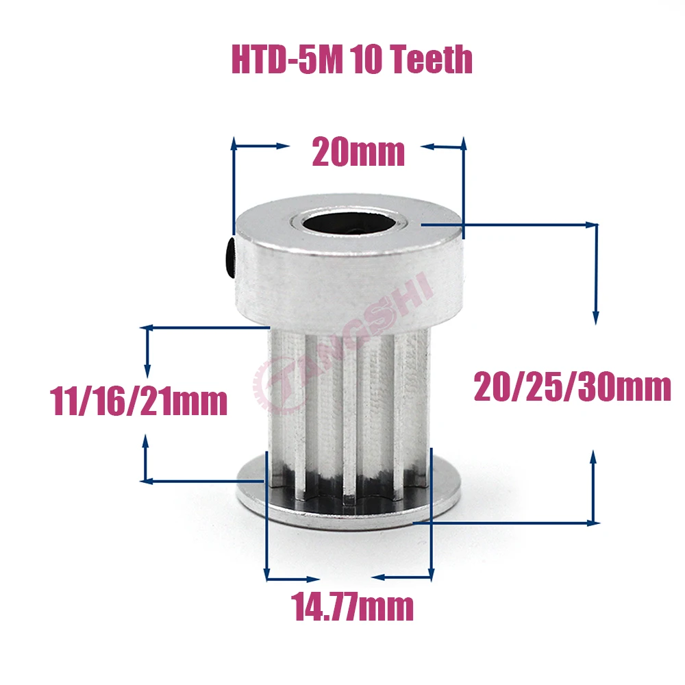 HTD 5M 10 Teeth K-Type Synchronous Timing Pulley with Bore 5/6/6.35/8mm for 10/15/20mm Belt - 5M Length
HTD 5M 10 Teeth K-Type Synchronous Timing Pulley with Bore 5/6/6.35/8mm for 10/15/20mm Belt - 5M Length
