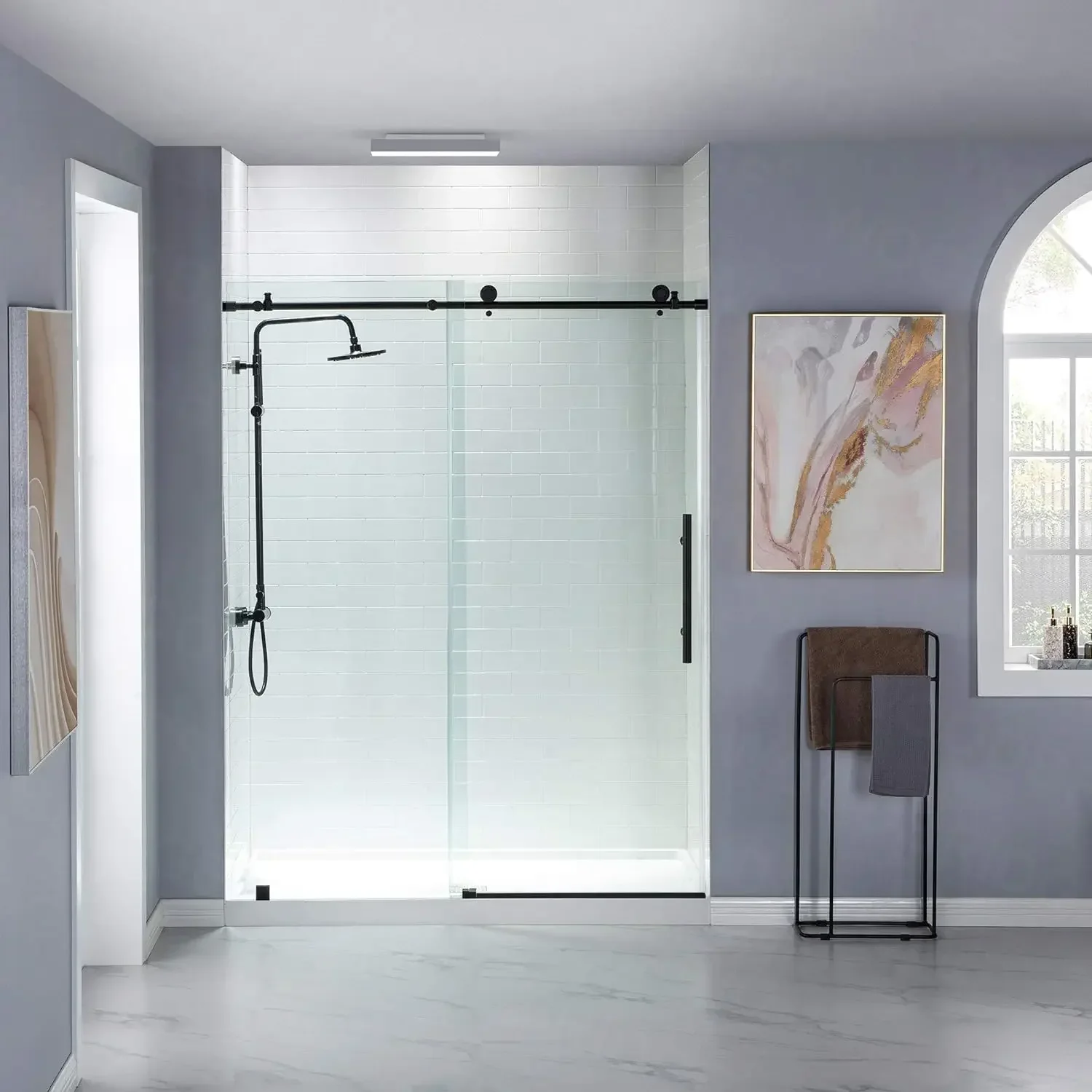 -Sliding ShowerClear Tempered Glass Black Finish Designed For Smooth Door Closing Bathroom Accessories Shower Head
-Sliding ShowerClear Tempered Glass Black Finish Designed For Smooth Door Closing Bathroom Accessories Shower Head