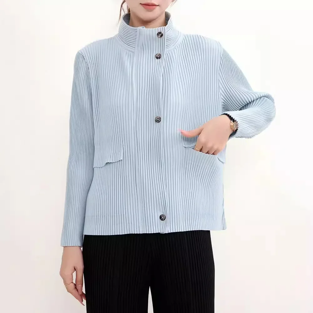 Miyake Pleated Solid Color Stand Collar Single-breasted Multi-button Toothpick Pleated Cardigan Casual Coat Long-sleeved Jacket
Miyake Pleated Solid Color Stand Collar Single-breasted Multi-button Toothpick Pleated Cardigan Casual Coat Long-sleeved Jacket