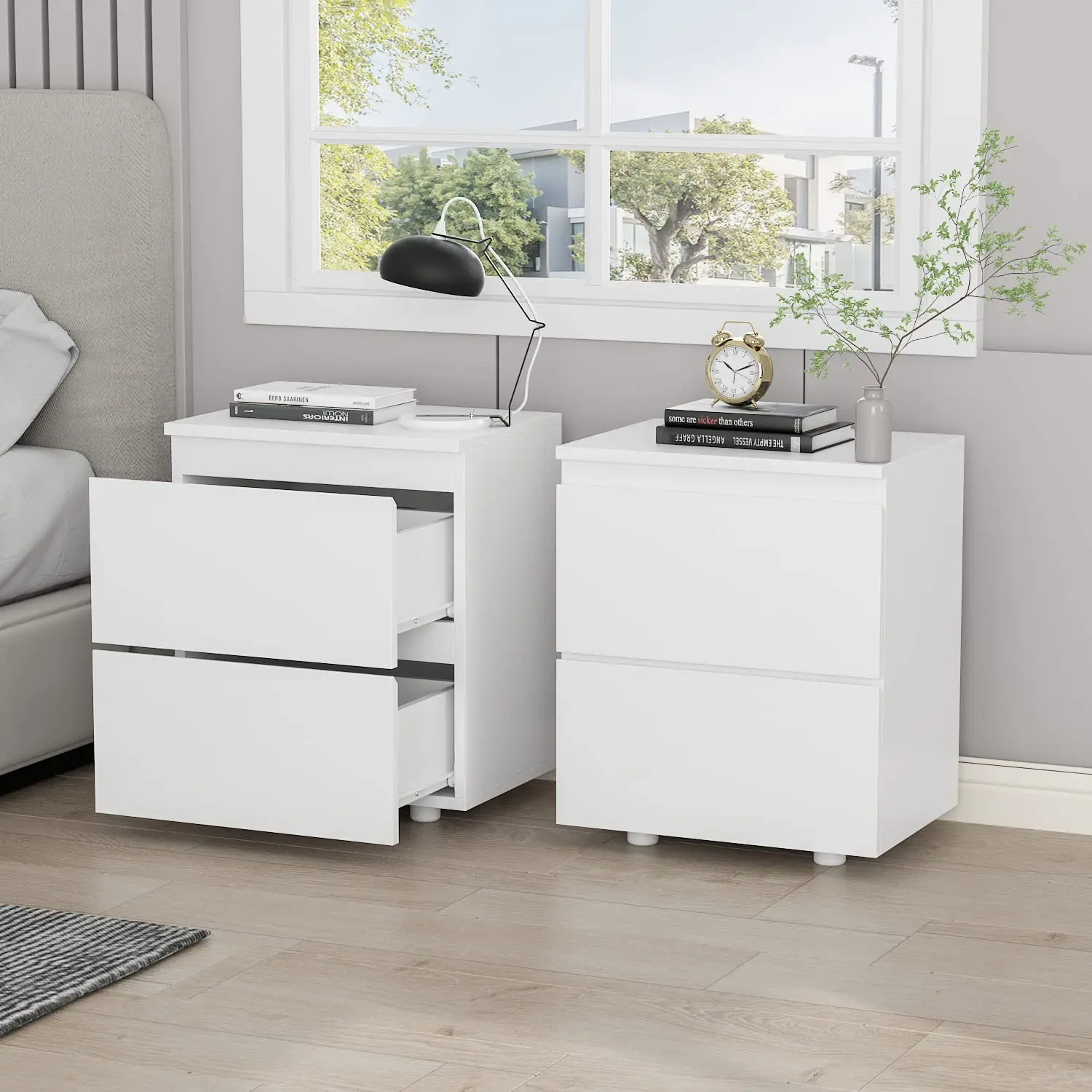 White Nightstand With 2 Drawers, Handle Free File Cabinet Bedside Table End Table, Small Place Bedroom Living Room, Customized
White Nightstand With 2 Drawers, Handle Free File Cabinet Bedside Table End Table, Small Place Bedroom Living Room, Customized