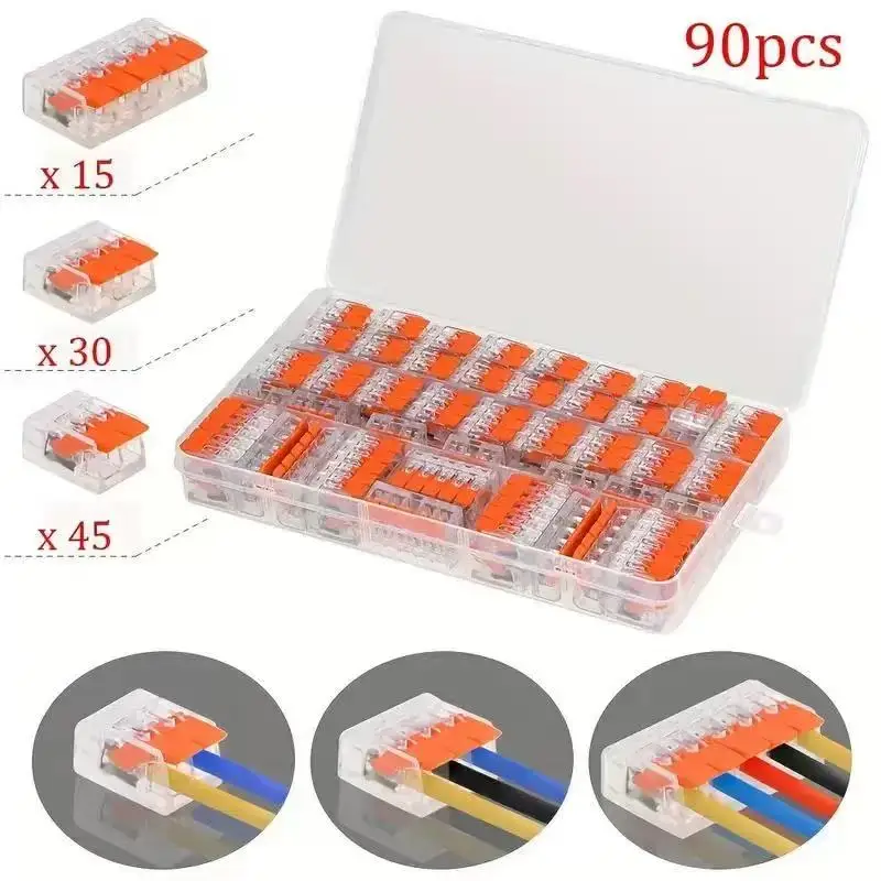 90PCS PCT412 PCT413 PCT415CE Quick Wire Connectors, 2/3/5P Lever Splice Terminal Assortment Kit
90PCS PCT412 PCT413 PCT415CE Quick Wire Connectors, 2/3/5P Lever Splice Terminal Assortment Kit