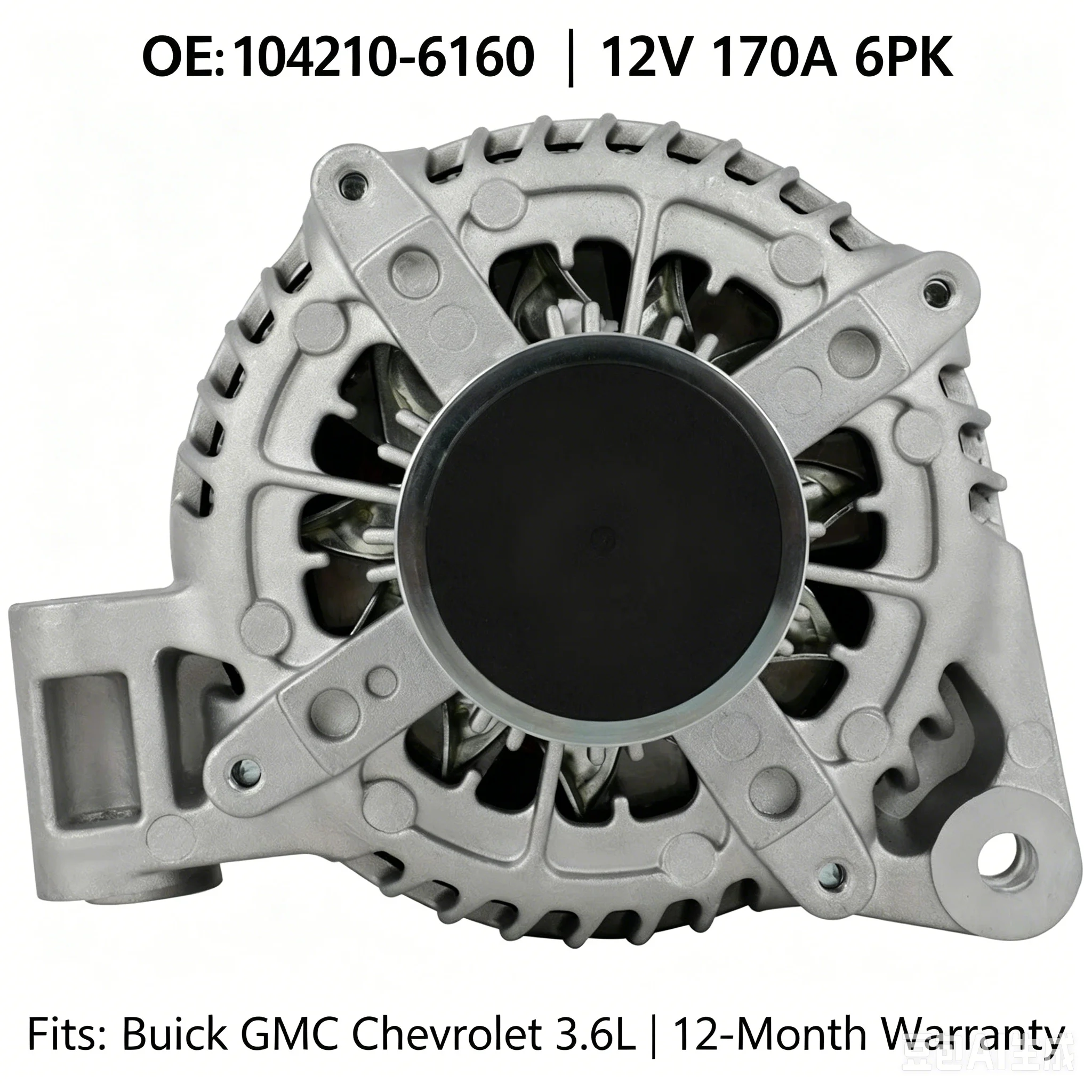 OE#104210-6160 12V 170A 6PK Alternator for Buick Enclave Chevrolet Traverse GMC Acadia 3.6L V6
OE#104210-6160 12V 170A 6PK Alternator for Buick Enclave Chevrolet Traverse GMC Acadia 3.6L V6