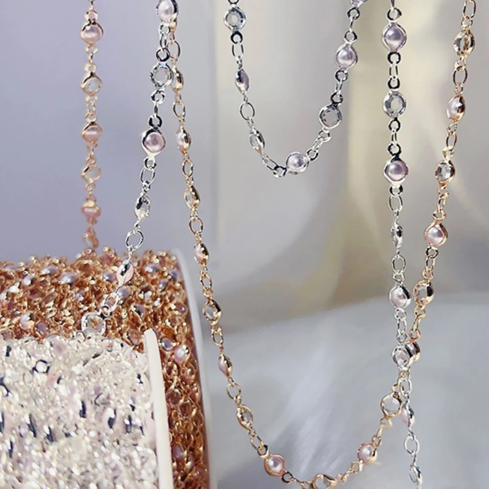 1meter Artificial Pearls Copper Chains Imitation Pearl Crystal Beaded Necklace Chain Bracelet Supplies for DIY Jewelry Making
1meter Artificial Pearls Copper Chains Imitation Pearl Crystal Beaded Necklace Chain Bracelet Supplies for DIY Jewelry Making