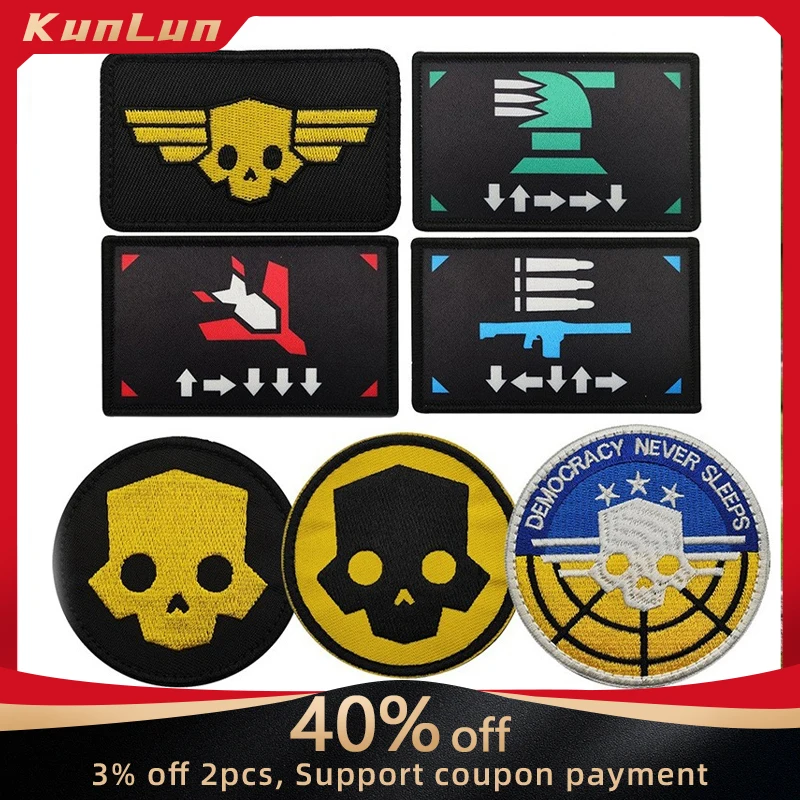 Hell diver 2 Skull Tactical Patch Embroidery Hook&Loop Emblem We Dive Together Morale Badge Backpack Decoration Printing Patch
Hell diver 2 Skull Tactical Patch Embroidery Hook&Loop Emblem We Dive Together Morale Badge Backpack Decoration Printing Patch