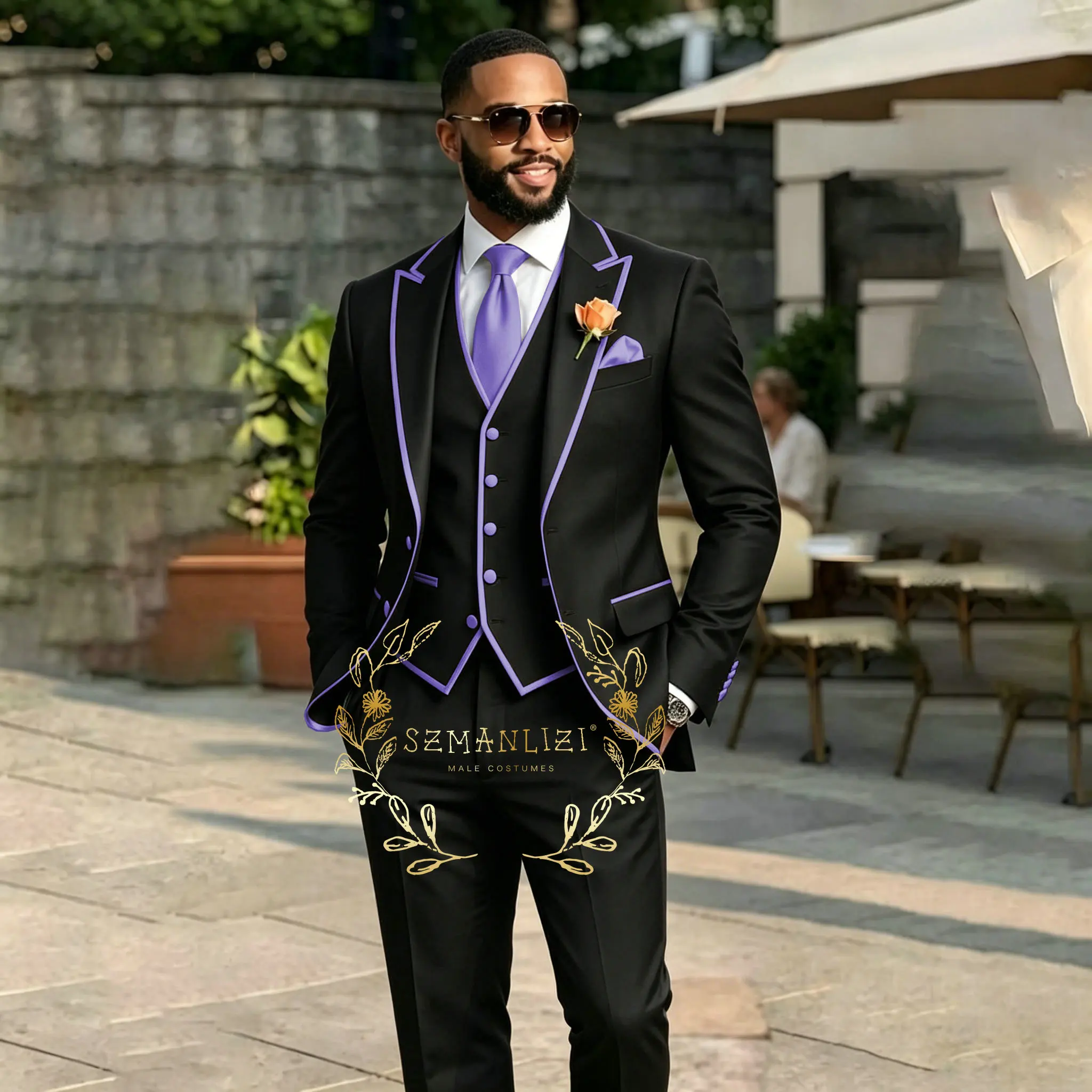 Black And Light Purple Formal Men Suit Wedding Party Groom Groomsman Prom Business Male Tuxedos 3 Piece Set Jacket Vest Pants
Black And Light Purple Formal Men Suit Wedding Party Groom Groomsman Prom Business Male Tuxedos 3 Piece Set Jacket Vest Pants