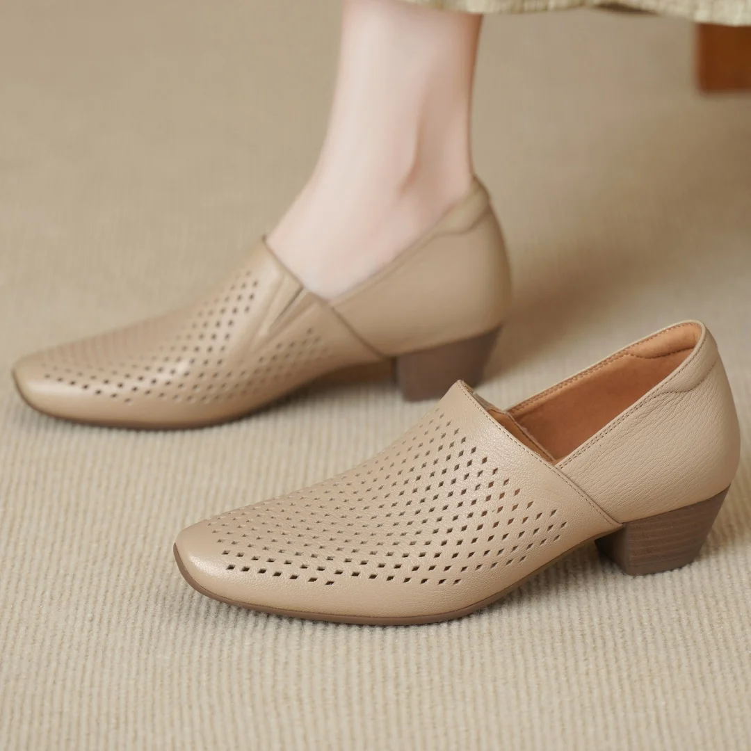 danxuefei 2026 spring new women's hollow-out pumps sheepskin square toe slip-on heels 4cm thick med heel OL style daily shoes 40
danxuefei 2026 spring new women's hollow-out pumps sheepskin square toe slip-on heels 4cm thick med heel OL style daily shoes 40
