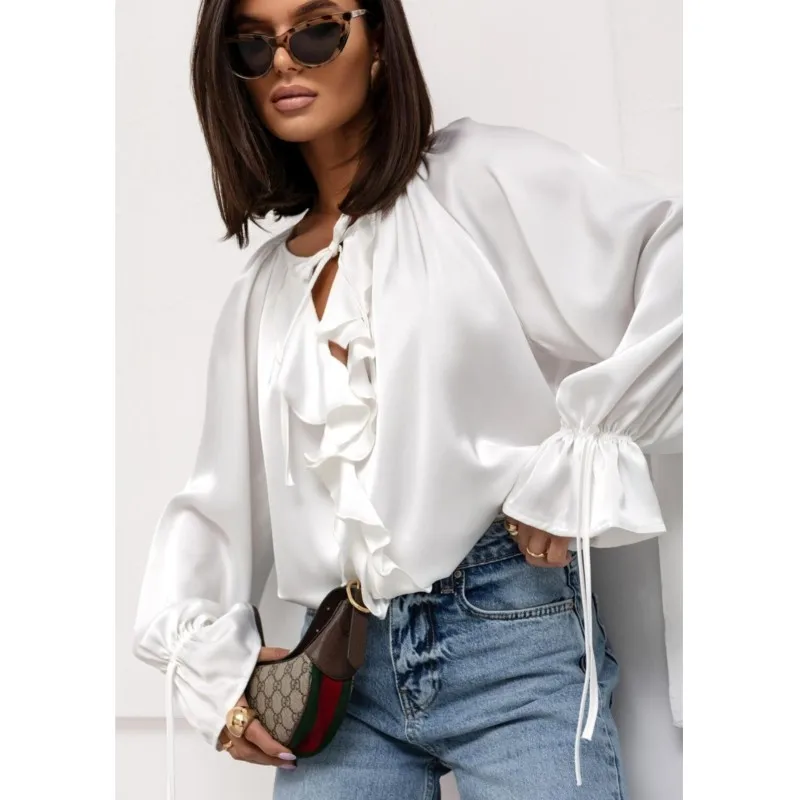 Elegant New Women's Shirt Ruffled Flap Sleeve Pink Top Y2K White Tie-Linged High Street Luxury Blouses Or Blouses For Female
Elegant New Women's Shirt Ruffled Flap Sleeve Pink Top Y2K White Tie-Linged High Street Luxury Blouses Or Blouses For Female