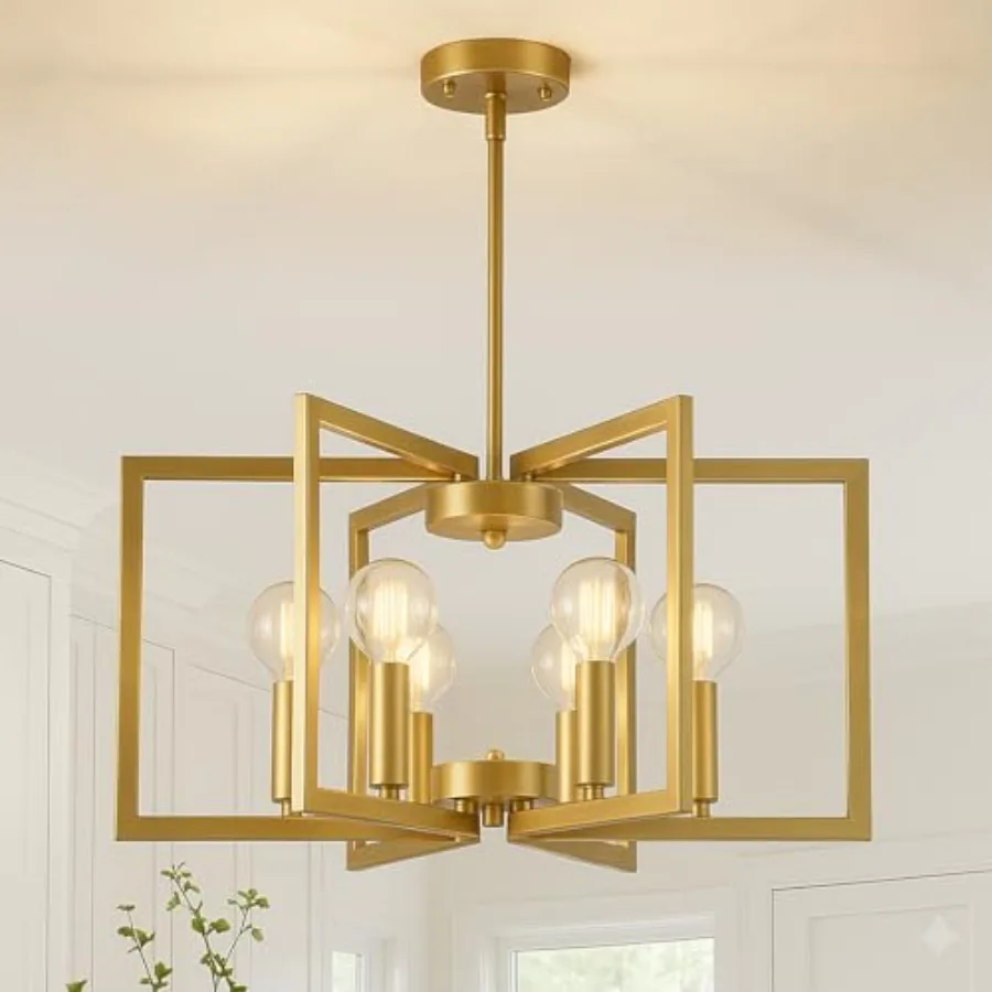 Modern Chandelier 6 Light Height Adjustable Geometric Metal Farmhouse Hanging Light Fixture for Dining Room Over Table Kitchen
Modern Chandelier 6 Light Height Adjustable Geometric Metal Farmhouse Hanging Light Fixture for Dining Room Over Table Kitchen