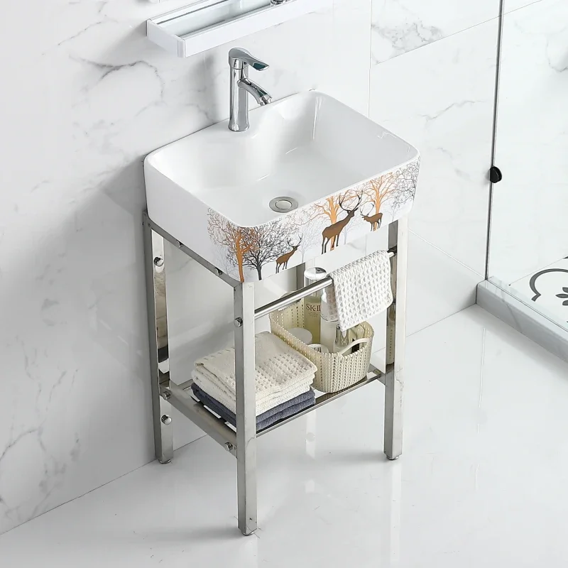 Floor-to-ceiling washbasin Integrated ceramic basin Small apartment balcony bathroom washbasin Simple stainless steel bracket ba
Floor-to-ceiling washbasin Integrated ceramic basin Small apartment balcony bathroom washbasin Simple stainless steel bracket ba