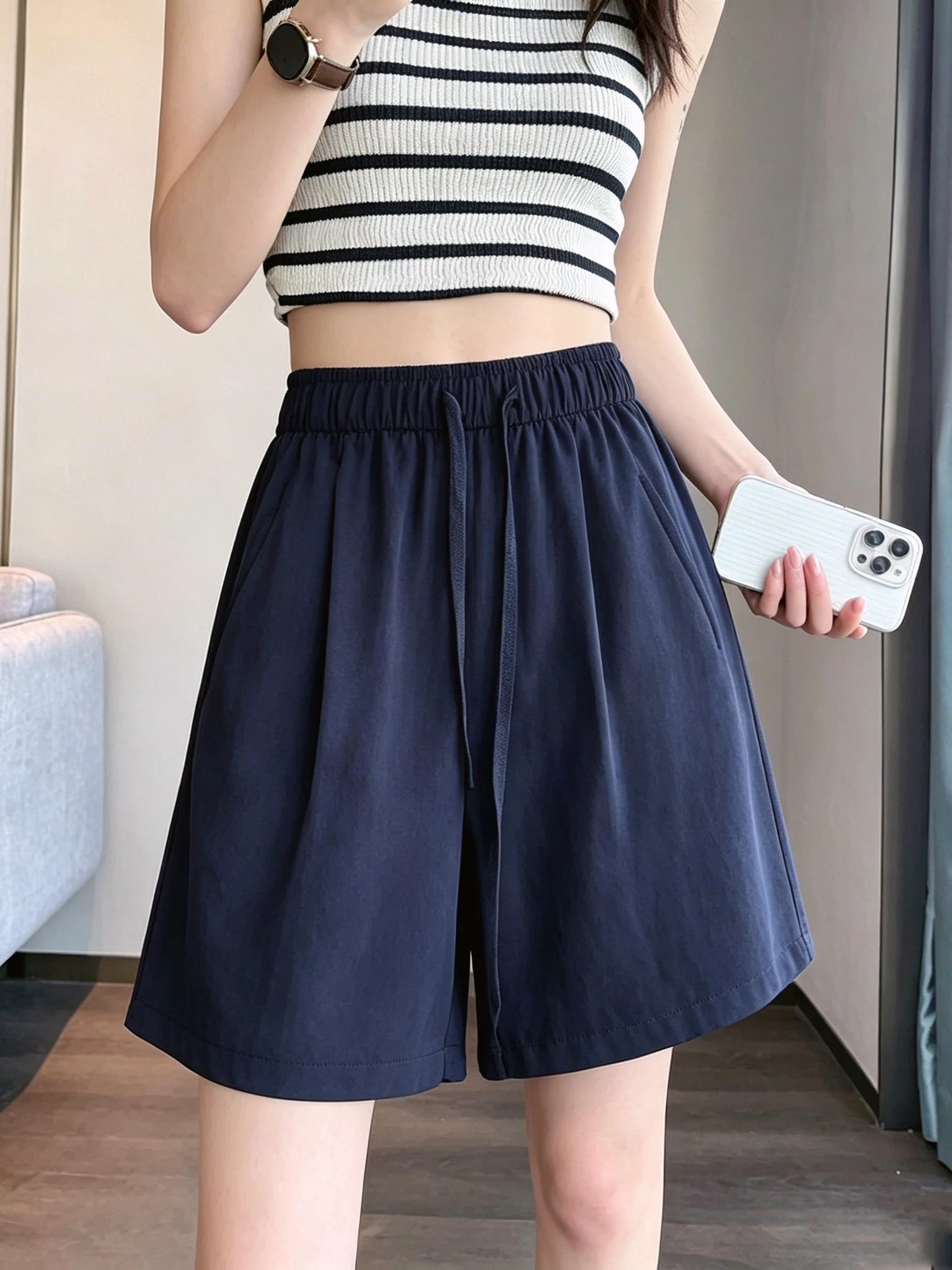 High Waist Linen Shorts Women's Summer New Style Casual Thin Wide Leg A-Line Hot Pants Korean Style Pure Color Belted Elastic
High Waist Linen Shorts Women's Summer New Style Casual Thin Wide Leg A-Line Hot Pants Korean Style Pure Color Belted Elastic