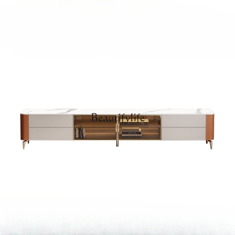 Light luxury saddle leather modern living room household small apartment glass solid wood TV cabinet
Light luxury saddle leather modern living room household small apartment glass solid wood TV cabinet