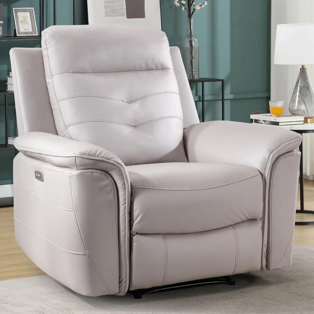 Power Recliner Chair, Modern Stripes Electric Recliners with USB Port, Upholstered Faux Leather Single Reclining Sofa Chair
Power Recliner Chair, Modern Stripes Electric Recliners with USB Port, Upholstered Faux Leather Single Reclining Sofa Chair