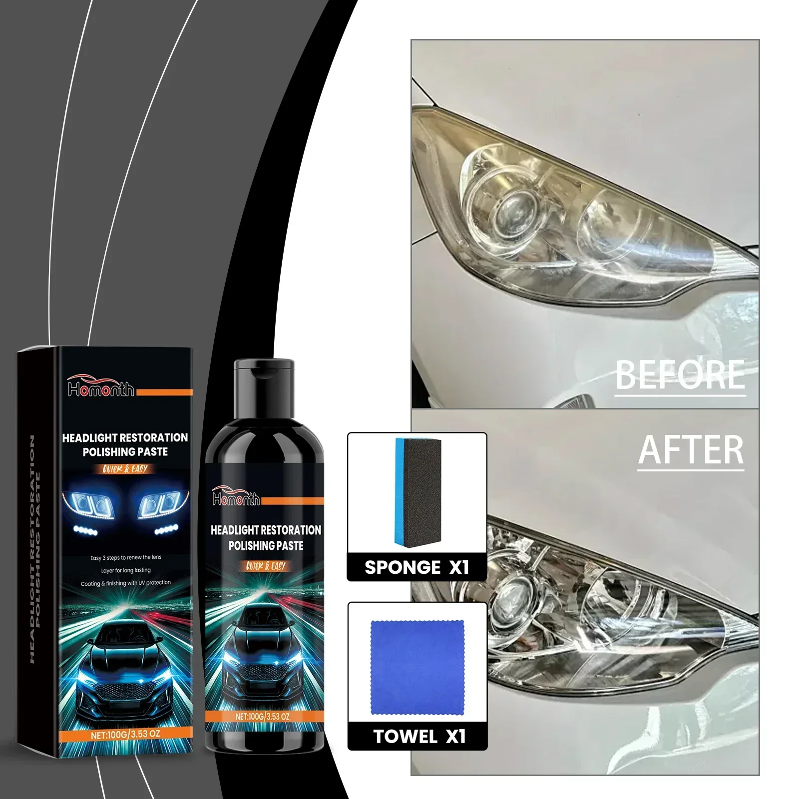 Car headlight repair cream car headlight care dust removal brightening cleaning yellowing polishing and renovation
Car headlight repair cream car headlight care dust removal brightening cleaning yellowing polishing and renovation