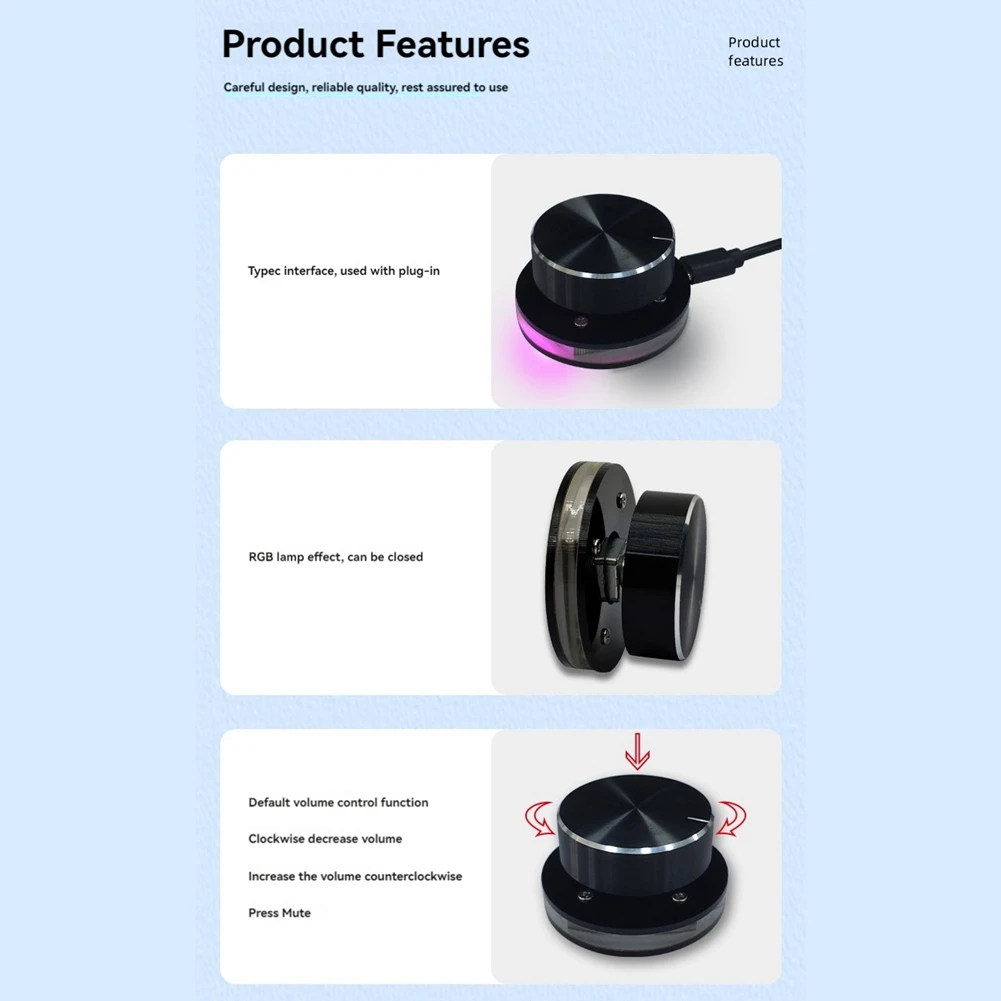 A99TUSB Volume Controller Computer USB Volume Adjustable Controller Support Shortcut Keys Customizable with RGB
A99TUSB Volume Controller Computer USB Volume Adjustable Controller Support Shortcut Keys Customizable with RGB