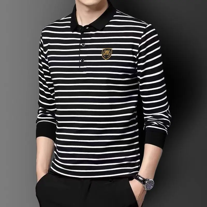 Мужская рубашка-поло высокого качества из 100% хлопка в полоску с длинными рукавами и вышивкой, повседневный универсальный топ на весну и осень, Новое поступление
Мужская рубашка-поло высокого качества из 100% хлопка в полоску с длинными рукавами и вышивкой, повседневный универсальный топ на весну и осень, Новое поступление 