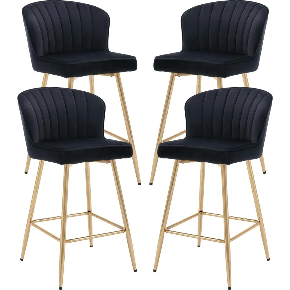 Modern Black Counter Height Bar Stools Set of 4 Velvet Bar Stools with Gold Legs/Shell Back, Upholstered Counter Stools 26'' Bar
Modern Black Counter Height Bar Stools Set of 4 Velvet Bar Stools with Gold Legs/Shell Back, Upholstered Counter Stools 26'' Bar