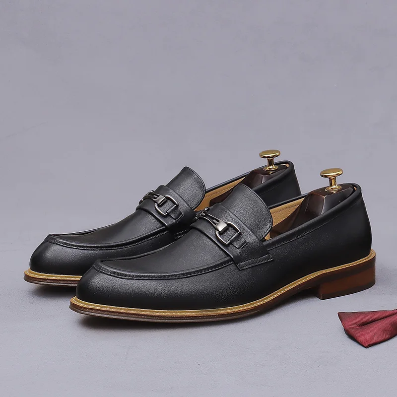 Genuine Leather Loafers Men Metal Decor Soft Cowhide Business Formal Slip On Dress Shoes Breathable Comfort Casual Leather Shoes
Genuine Leather Loafers Men Metal Decor Soft Cowhide Business Formal Slip On Dress Shoes Breathable Comfort Casual Leather Shoes