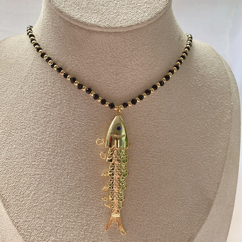 Trendy Brass gold plated and Glass Bead Plain Lifelike Fish-shaped Charm Necklaces
Trendy Brass gold plated and Glass Bead Plain Lifelike Fish-shaped Charm Necklaces