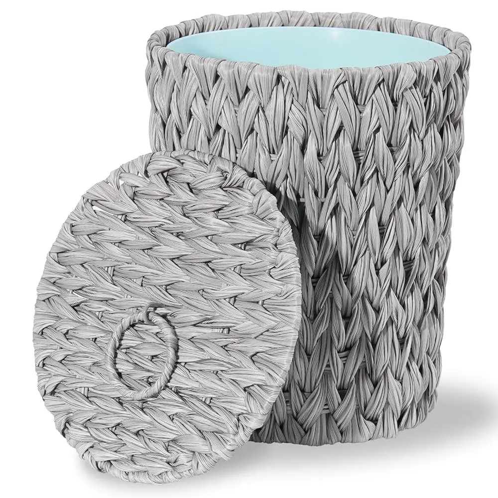 Plastic Wicker Trash Can with Lid - 2.6 Gallon Small Garbage Can with Removable Liner Bucket for Bedroom, Bathroom, Living Ro
Plastic Wicker Trash Can with Lid - 2.6 Gallon Small Garbage Can with Removable Liner Bucket for Bedroom, Bathroom, Living Ro