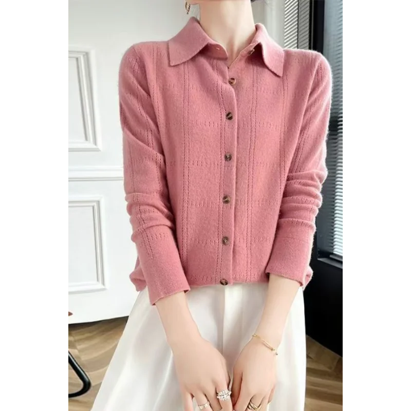 Новый стиль, кардиган с воротником-поло, вязаный свободный свитер с длинными рукавами, куртка для похудения
Новый стиль, кардиган с воротником-поло, вязаный свободный свитер с длинными рукавами, куртка для похудения