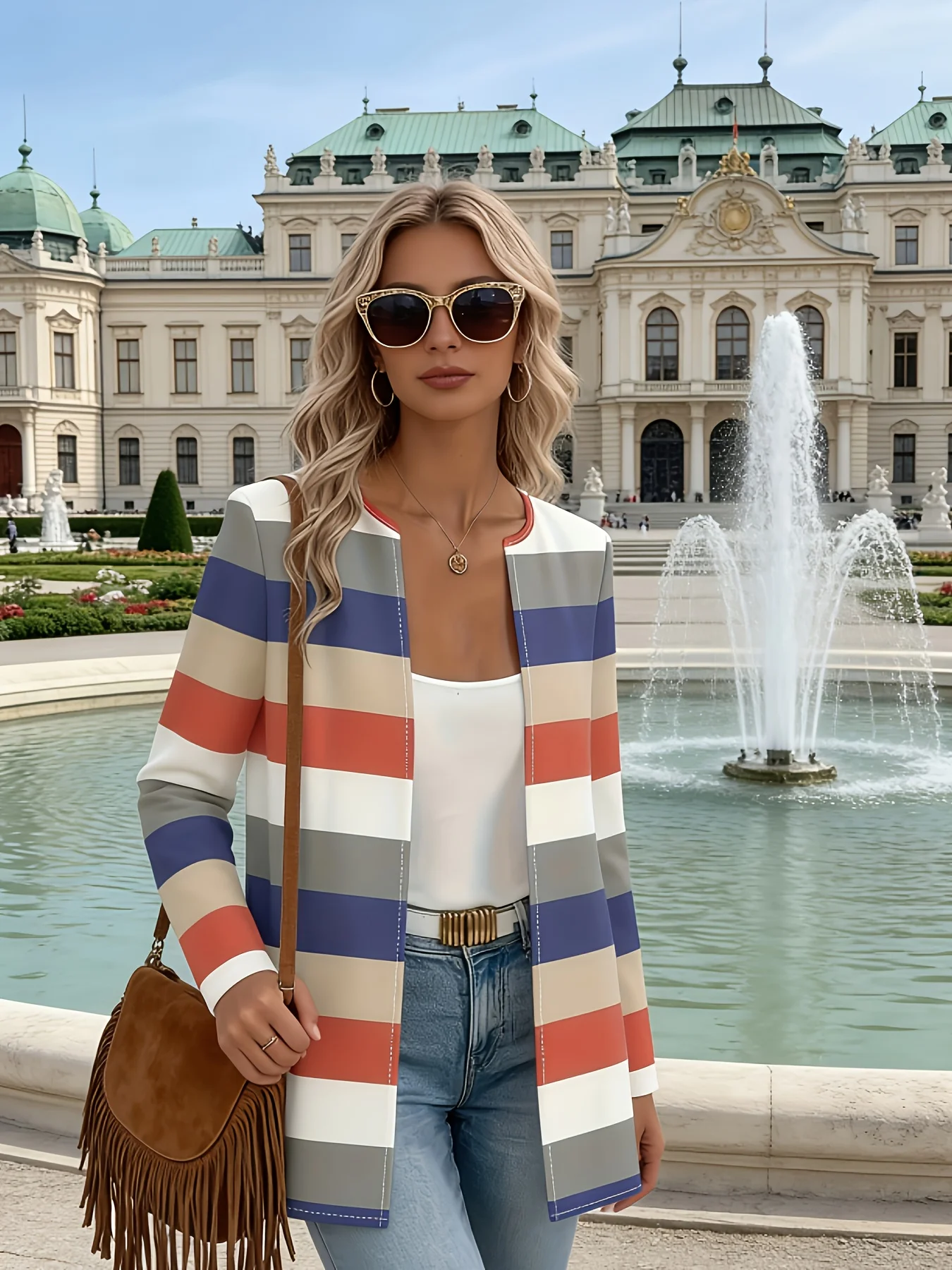 Printed Design Striped Color Block Pattern Print casual style ladies' jacket
Printed Design Striped Color Block Pattern Print casual style ladies' jacket