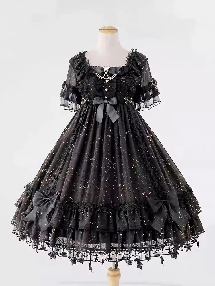 Gothic Lolita Dress Women Constellation Print Princess Dress Victorian Square Collar Lace Bow Y2K Evening Party Dresses Dress
Gothic Lolita Dress Women Constellation Print Princess Dress Victorian Square Collar Lace Bow Y2K Evening Party Dresses Dress