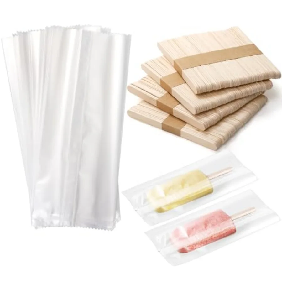 600 Pieces Popsicle Bags and Sticks Set, 300 PCS Disposable Plastic Popsicle Wrappers Clear Ice Cream Bags, 300 PCS Wooden Pops
600 Pieces Popsicle Bags and Sticks Set, 300 PCS Disposable Plastic Popsicle Wrappers Clear Ice Cream Bags, 300 PCS Wooden Pops