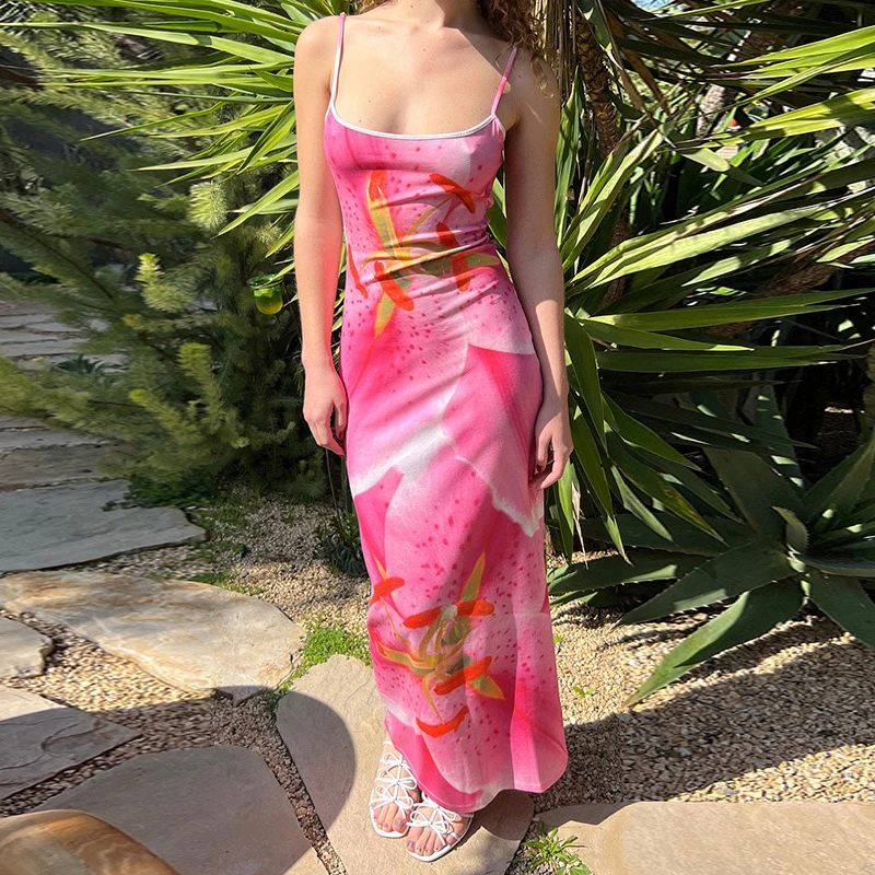 Women's Summer Dresses Y2K Floral Bodycon Maxi Dress Floral Printed Suspender Dress Backless Beachwear 2024
Women's Summer Dresses Y2K Floral Bodycon Maxi Dress Floral Printed Suspender Dress Backless Beachwear 2024