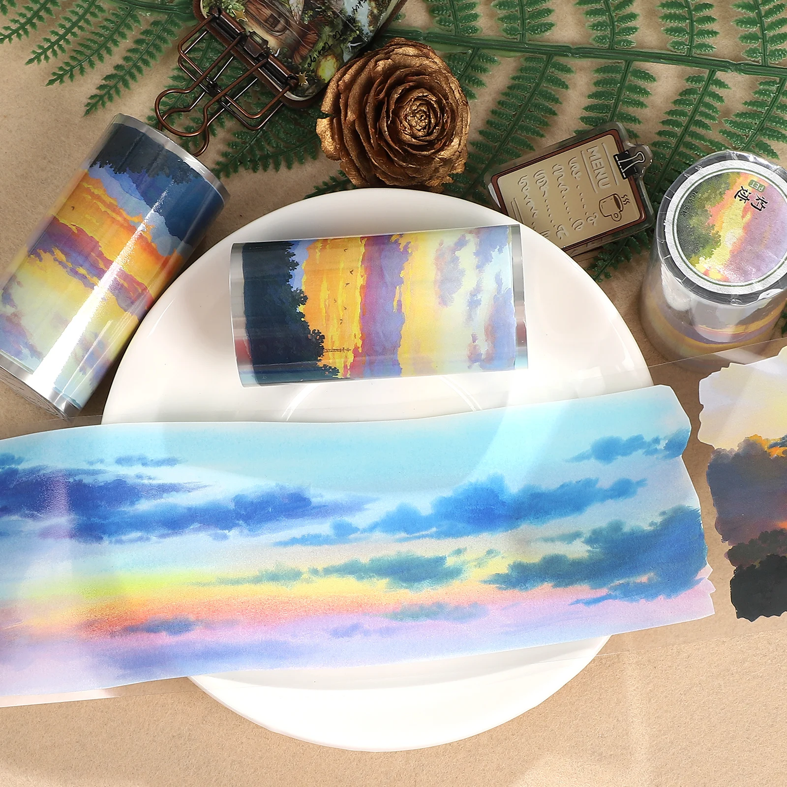 80mm*550cm Vintage Plant Colorful Cloud Sunset Landscape PET Tape Creative DIY Journal Material Collage Scrapbook Stationery
80mm*550cm Vintage Plant Colorful Cloud Sunset Landscape PET Tape Creative DIY Journal Material Collage Scrapbook Stationery
