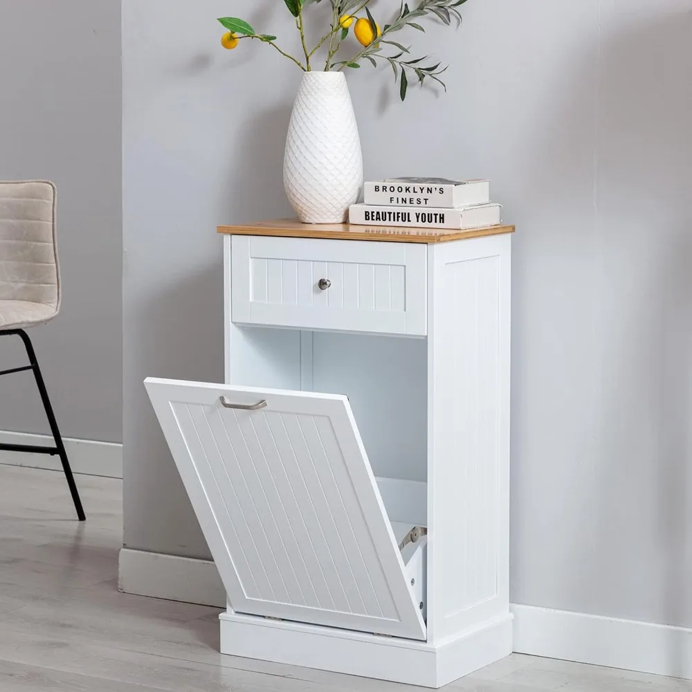 Tilt Out Trash Cabinet, Freestanding Wooden Kitchen Trash Recycling Cabinet with Drawer & Removable Cutting Board, Dog Proof Tra
Tilt Out Trash Cabinet, Freestanding Wooden Kitchen Trash Recycling Cabinet with Drawer & Removable Cutting Board, Dog Proof Tra