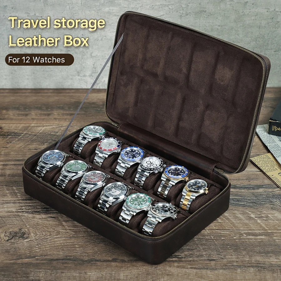 12-Slot Luxury Cowhide Leather Watch Storage Boxes Vintage Handmade Display Organizer Contact's Family CF1158
12-Slot Luxury Cowhide Leather Watch Storage Boxes Vintage Handmade Display Organizer Contact's Family CF1158