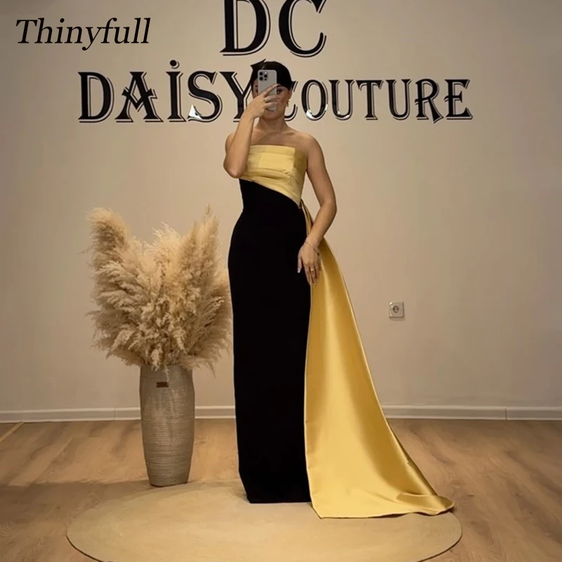 Thinyfull Mermaid Satin Arab Prom Dresses Sleeveless Strapless Evening Party Gown Dubai Long Special Occasion Dress Customized
Thinyfull Mermaid Satin Arab Prom Dresses Sleeveless Strapless Evening Party Gown Dubai Long Special Occasion Dress Customized
