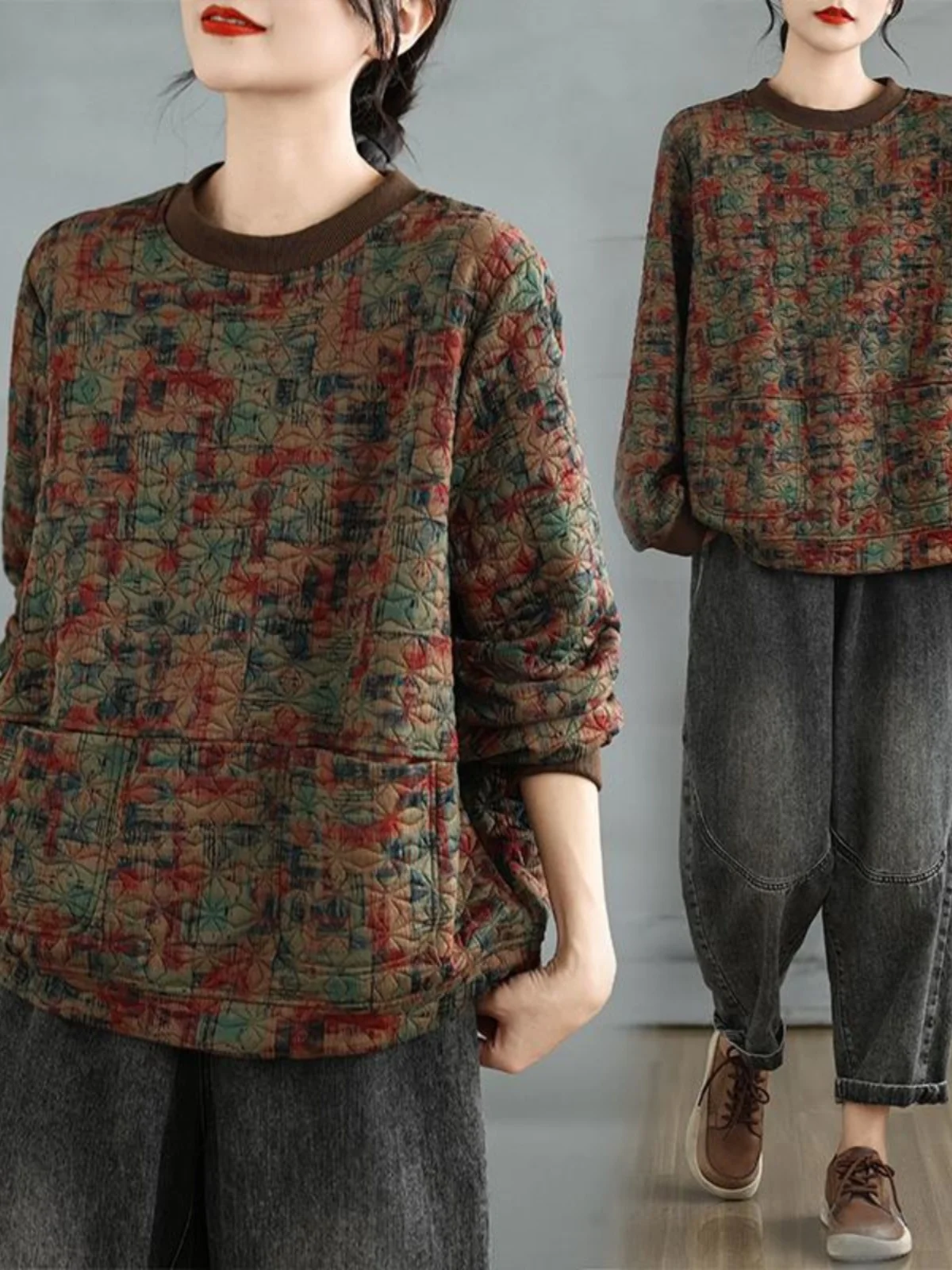 Retro Knitted Cotton Sweatirt Loose Long Sve Casual Women's Top Faionable Printed Winter Leisure Fem Outerwear
Retro Knitted Cotton Sweatirt Loose Long Sve Casual Women's Top Faionable Printed Winter Leisure Fem Outerwear