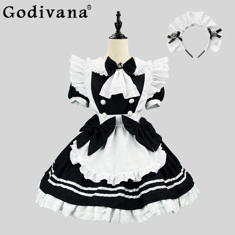 Japanese Maid Dress for Women Black and White Devil Halloween Uniform Dress Female Short Sleeve Bow Collar Dress
Japanese Maid Dress for Women Black and White Devil Halloween Uniform Dress Female Short Sleeve Bow Collar Dress