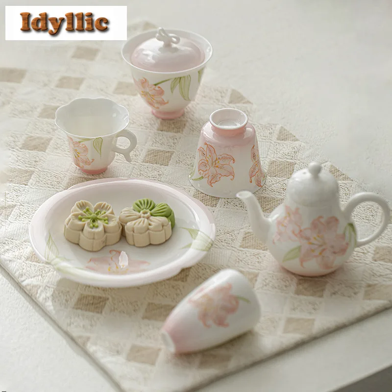 Jade Mud Powder Lily Series Collection Home Kung Fu Tea Set Teapot Lid Bowl Pot Bearing Cup Teacup Craft Accessories Supplies
Jade Mud Powder Lily Series Collection Home Kung Fu Tea Set Teapot Lid Bowl Pot Bearing Cup Teacup Craft Accessories Supplies