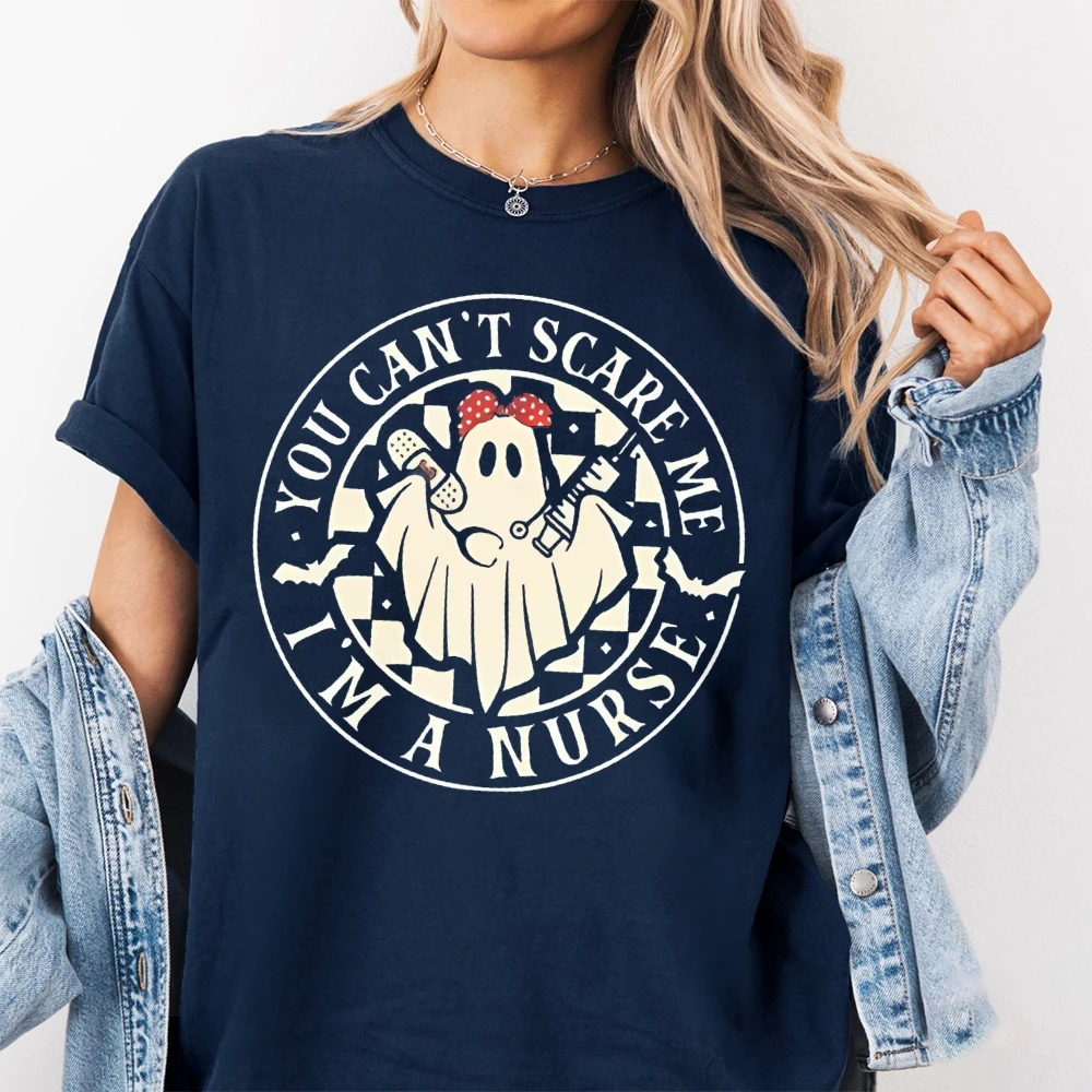 Хэллоуин Жуткая футболка «Вы не можете напугать меня, я медсестра» Футболки с рисунком Женский хлопковый топ с круглым вырезом и короткими рукавами Повседневная свободная ткань
Хэллоуин Жуткая футболка «Вы не можете напугать меня, я медсестра» Футболки с рисунком Женский хлопковый топ с круглым вырезом и короткими рукавами Повседневная свободная ткань