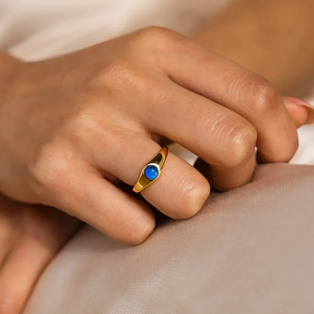 Plated Ring with Oval Blue Gem - Minimalist Elegance Oval Ring With Natural Stone Lapis Unakite Accessories
Plated Ring with Oval Blue Gem - Minimalist Elegance Oval Ring With Natural Stone Lapis Unakite Accessories