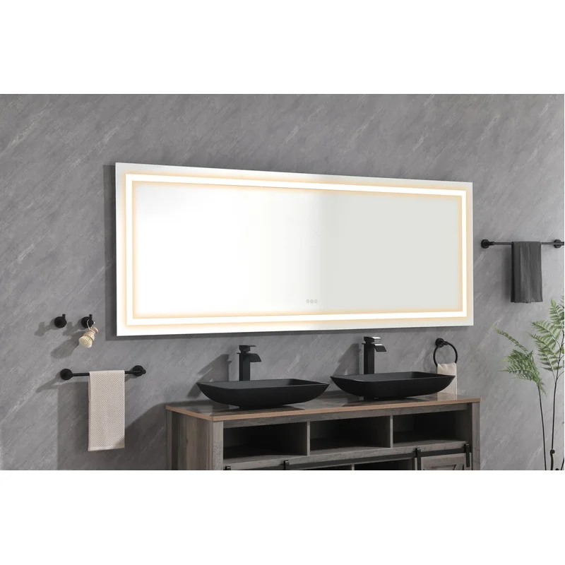 72" x 30" LED Wall-Mounted Bathroom Mirror with Front and Backlight, Anti-Fog, Memory Function, 3 Color Temperatures, Stepless Dimming
72" x 30" LED Wall-Mounted Bathroom Mirror with Front and Backlight, Anti-Fog, Memory Function, 3 Color Temperatures, Stepless Dimming
