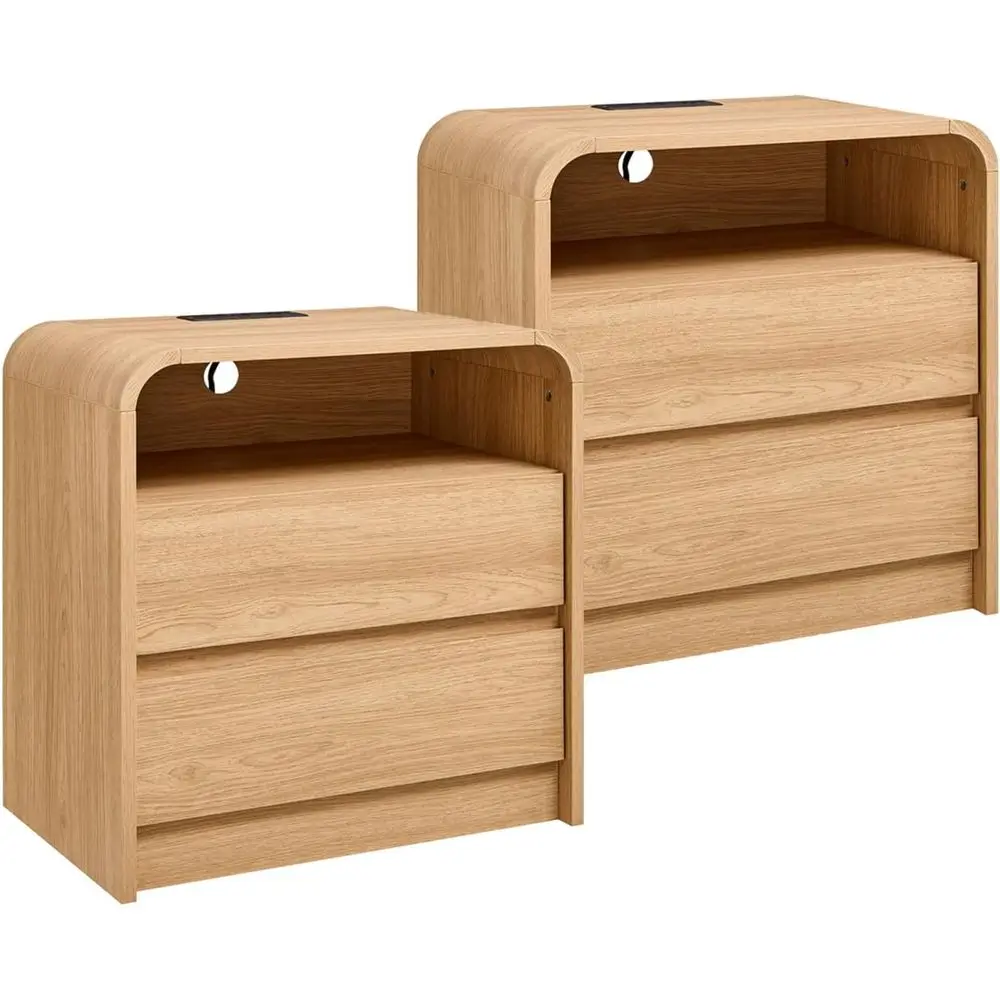Pair of 25 Natural Oak Nightstands with 2 Drawers, Charging Station, Suitable for Bedroom or Living Room
Pair of 25 Natural Oak Nightstands with 2 Drawers, Charging Station, Suitable for Bedroom or Living Room
