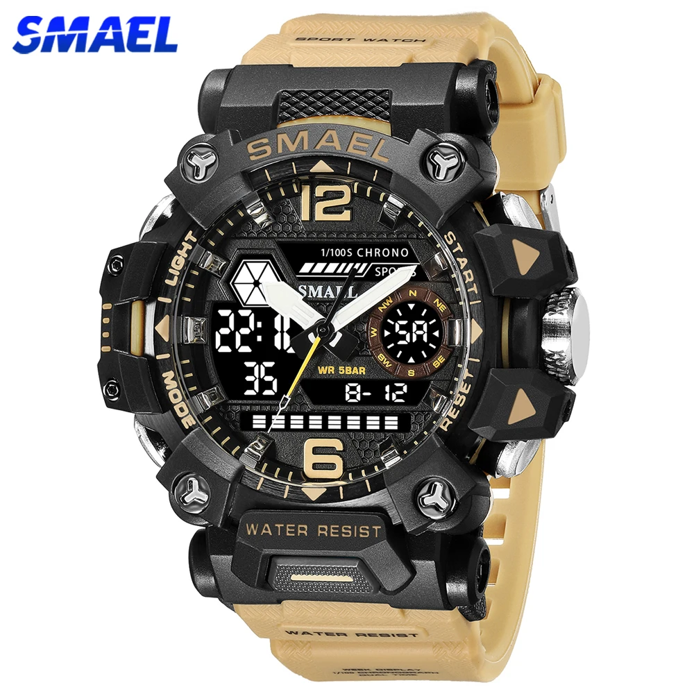SMAEL Brand Outdoor Sport Men's Watch Digital-Analog Dual Display Quartz Waterproof Wristwatches for Male Clock Youth Stopwatch
SMAEL Brand Outdoor Sport Men's Watch Digital-Analog Dual Display Quartz Waterproof Wristwatches for Male Clock Youth Stopwatch