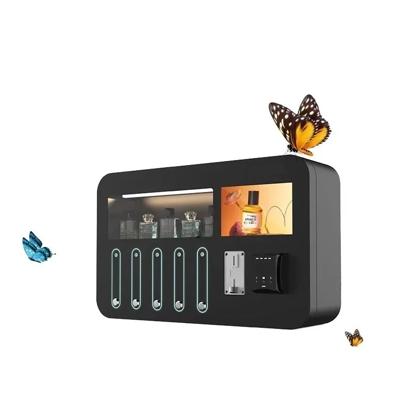 Smart Metal Wall-Mounted Perfume Vending Machine Stand Coin Payment System for Shopping Malls Includes