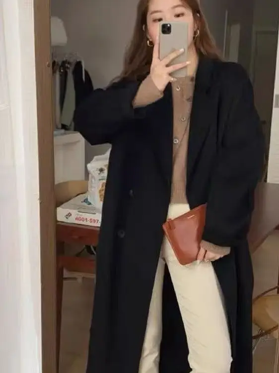 Premium Woolen Coat Women's Mid-Length Over-Knee Thickened Autumn Winter New Style Korean Version Loose Fit Casual Jacket
Premium Woolen Coat Women's Mid-Length Over-Knee Thickened Autumn Winter New Style Korean Version Loose Fit Casual Jacket