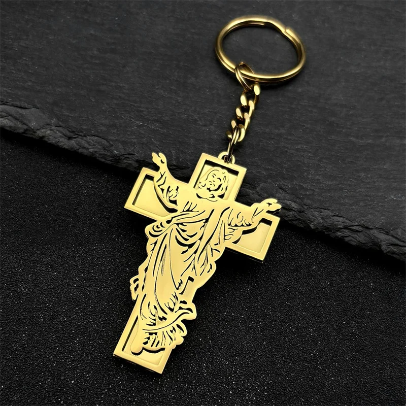 Christian Jesus Cross Pendant Key Ring for Women Men Stainless Steel Gold Silver Color Crucifix Key Chain Amulet Jewelry Gift
Christian Jesus Cross Pendant Key Ring for Women Men Stainless Steel Gold Silver Color Crucifix Key Chain Amulet Jewelry Gift