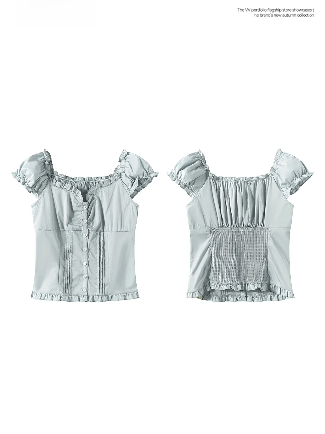 Blue Lace Collar V-Neck Short Sleeve Slim Fit Shirt Women Summer Spicy Back Pleated Short Top Korean Style Bubble Sleeve
Blue Lace Collar V-Neck Short Sleeve Slim Fit Shirt Women Summer Spicy Back Pleated Short Top Korean Style Bubble Sleeve