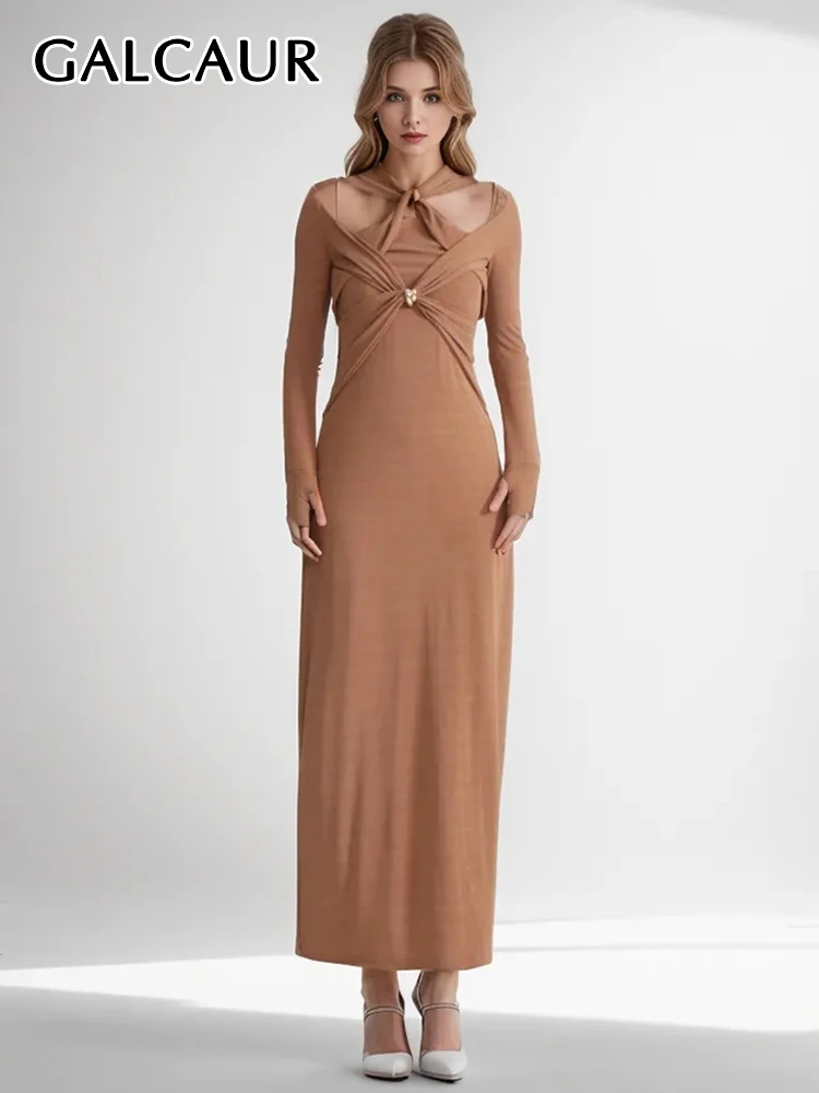 GALCAUR Crisscross Folds Knitting Dresses For Women V Neck Long Sleeve High Waist Hollow Out Spring Solid Slimming Dress Female
GALCAUR Crisscross Folds Knitting Dresses For Women V Neck Long Sleeve High Waist Hollow Out Spring Solid Slimming Dress Female